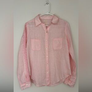 lilly pulitzer 100 Linen top S pink embrodier sleeve barbie core resort wear